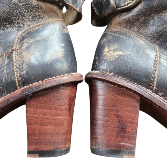 🩶Rare- BED|STÜ "Fiona" Distressed Leather Moto Victorian Combat Boots - Picture 11 of 16